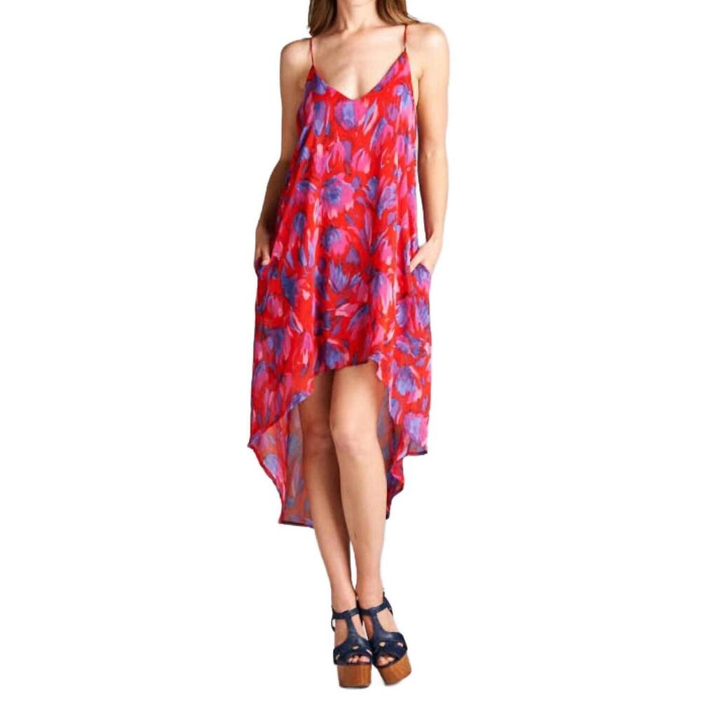 NEW HONEY PUNCH floral high low dress in red